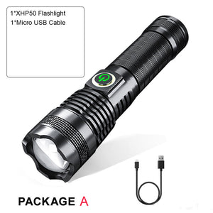 Illuminate Your Adventures with the P50 Strong Light Zoom Flashlight