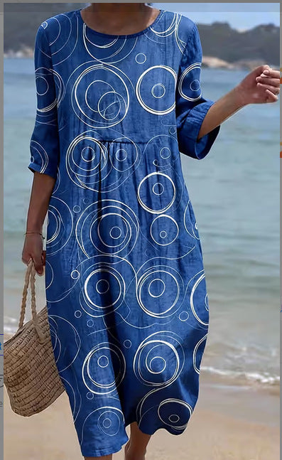 Women's Loose Fit Long-Sleeve Printed Fashion Dress