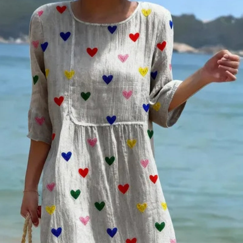 Women's Loose Fit Long-Sleeve Printed Fashion Dress