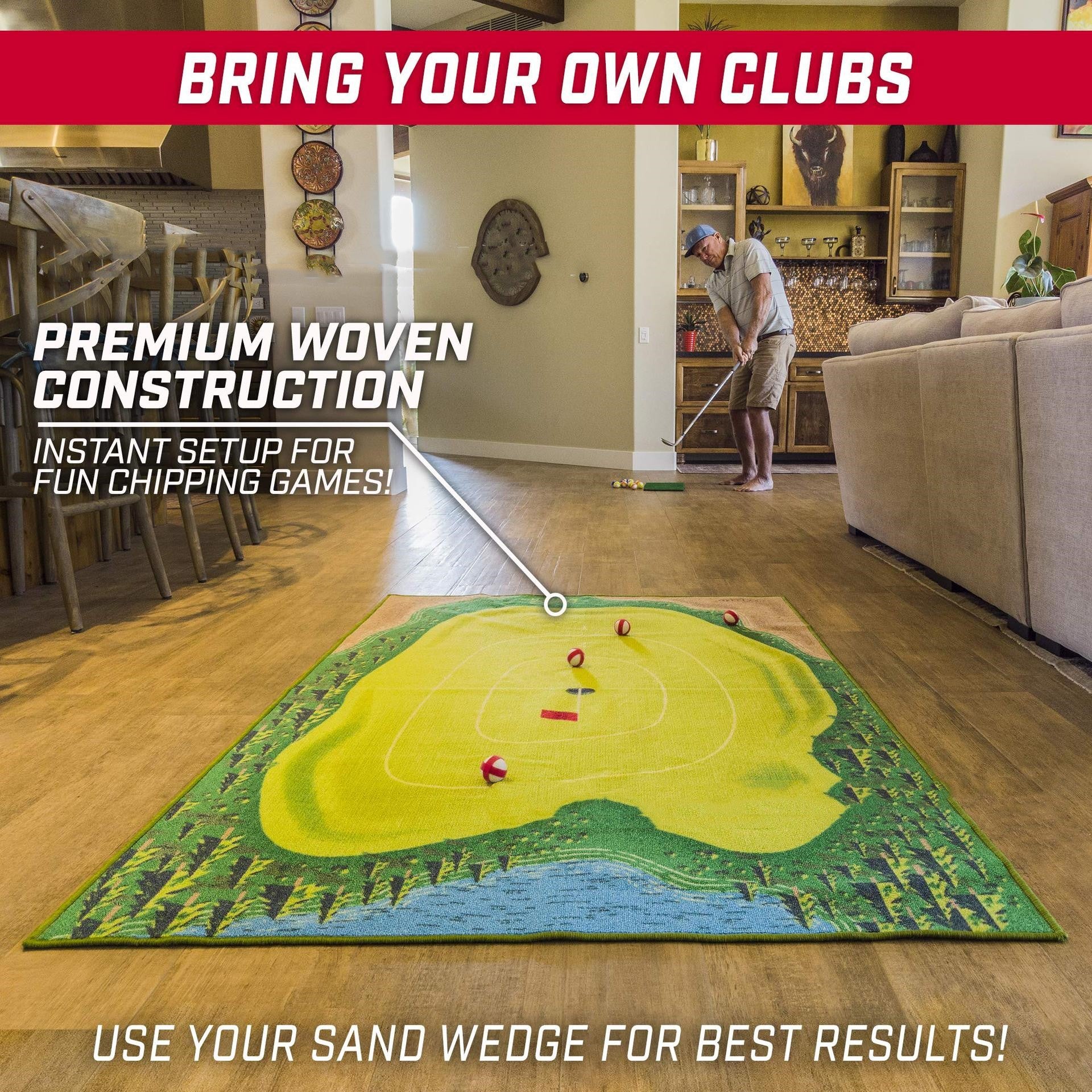 Golf Swing Training Mat With Directional Path Guides