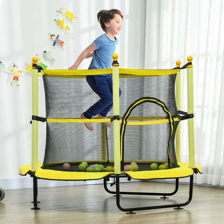 4.6ft Kids Trampoline With Safety Enclosure And Ball Pit