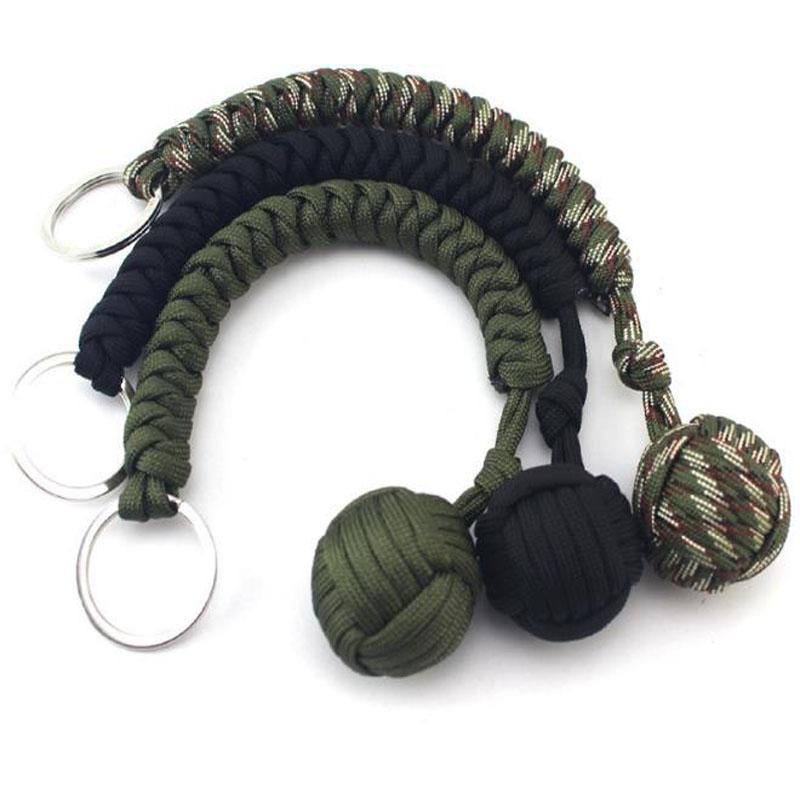 Outdoor Seven-Core Survival Rope Keychain With Steel Ball