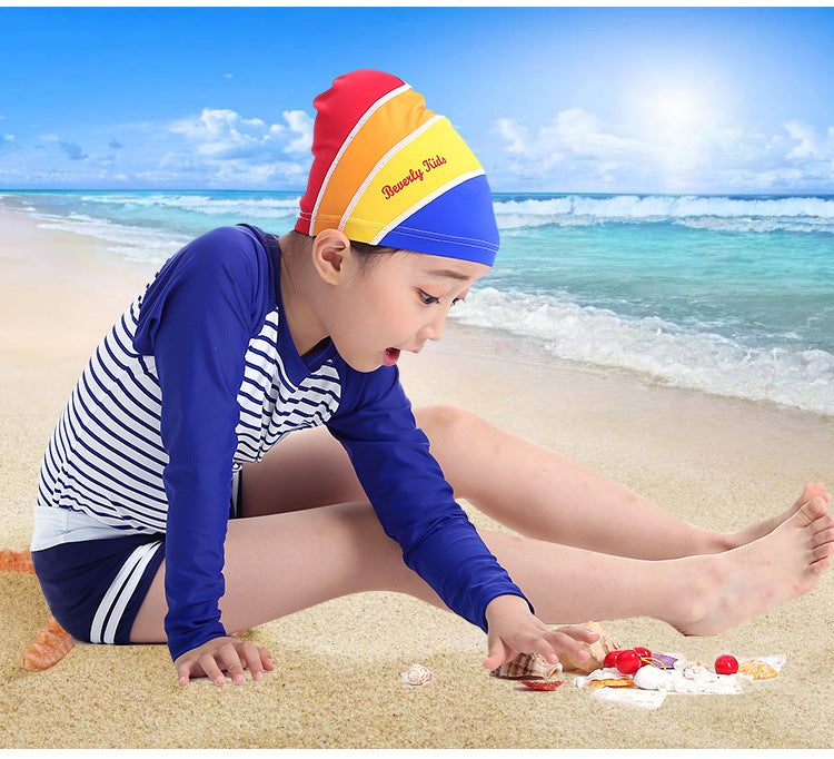 Children's Swimming Cap Solid Color Sunscreen Swimming Cap
