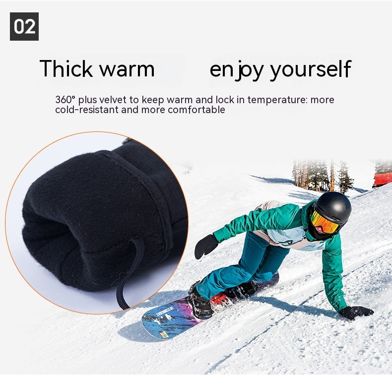 Snowboard Waterproof Touch Screen Inner Five Finger Warm Gloves