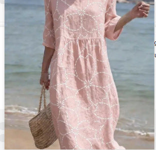 Women's Loose Fit Long-Sleeve Printed Fashion Dress