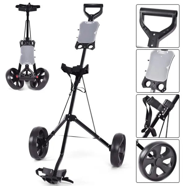 6lb Lightweight Foldable Golf Push Cart With Steel Frame
