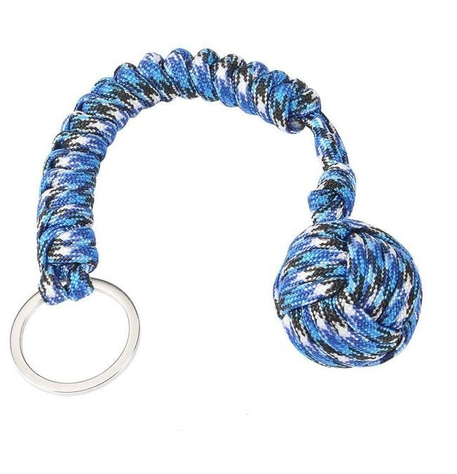 Outdoor Seven-Core Survival Rope Keychain With Steel Ball