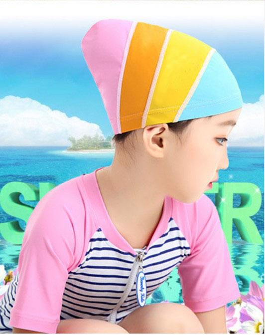 Children's Swimming Cap Solid Color Sunscreen Swimming Cap