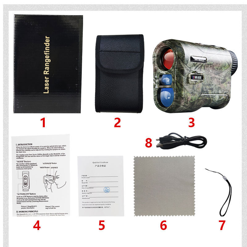 Camouflage Golf Rangefinder Hunting Version Charging Telescope Range 1000m