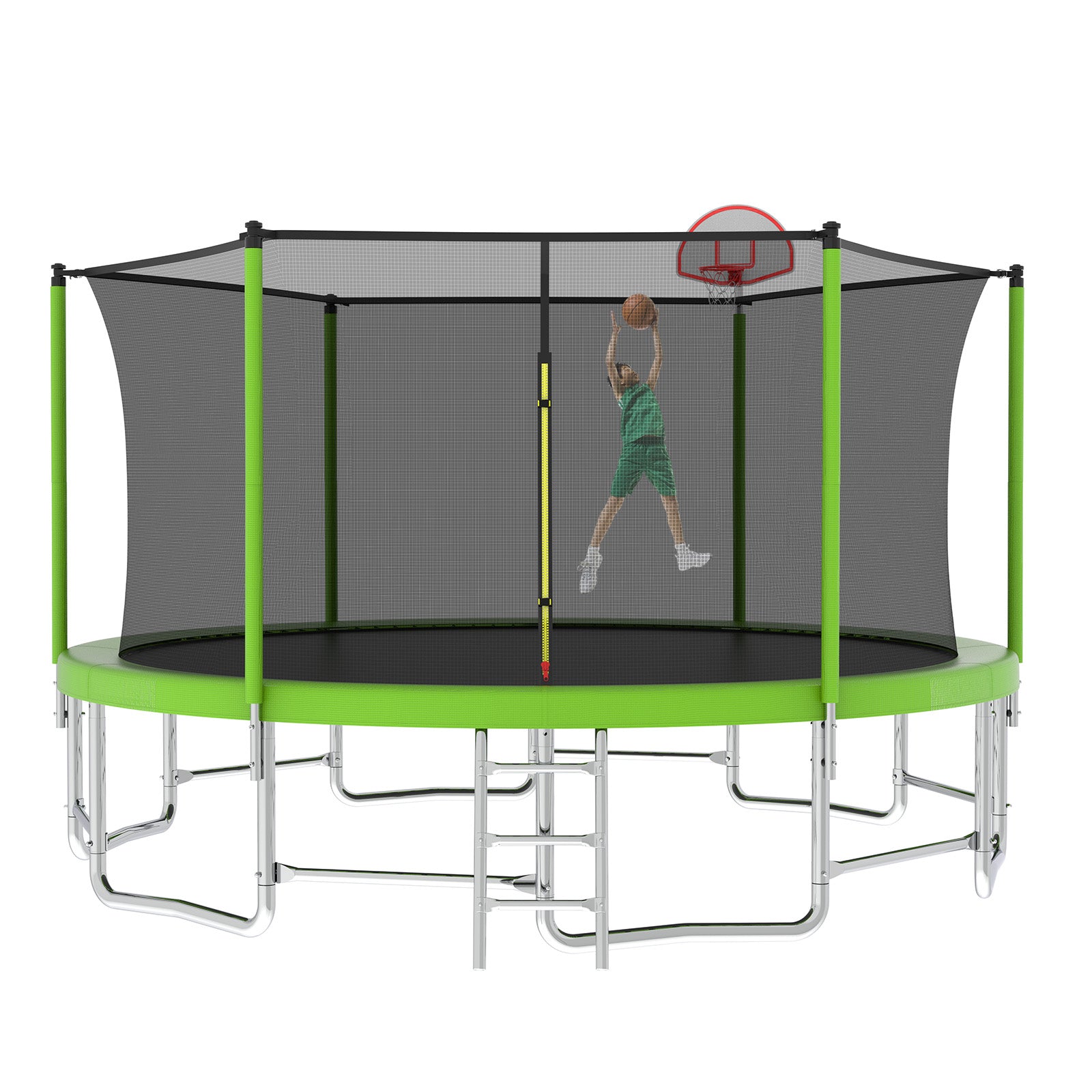 16FT Outdoor Trampoline With Balance Bar And Basketball Hoop