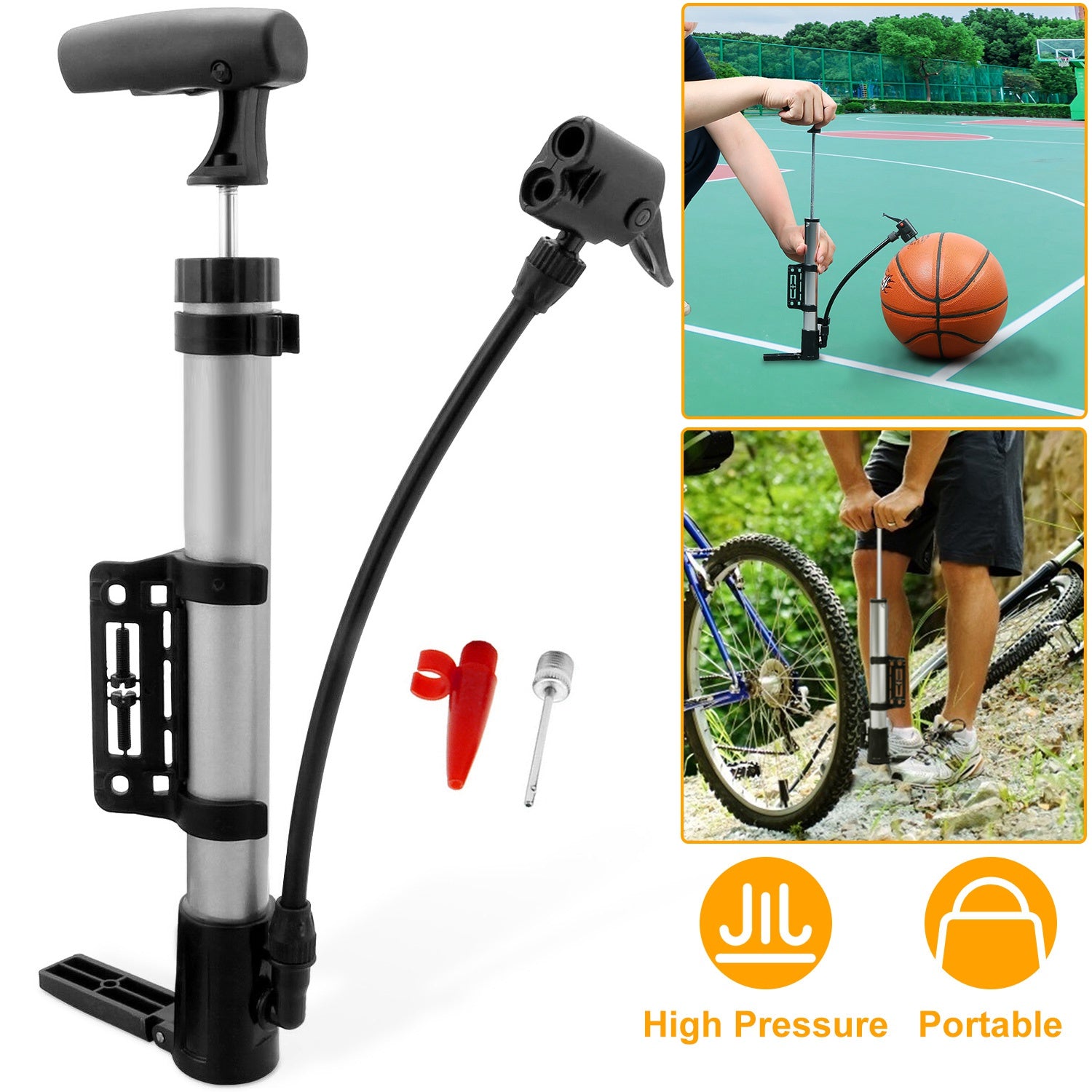 Portable Mini Bike Tire Inflator With Mount Frame