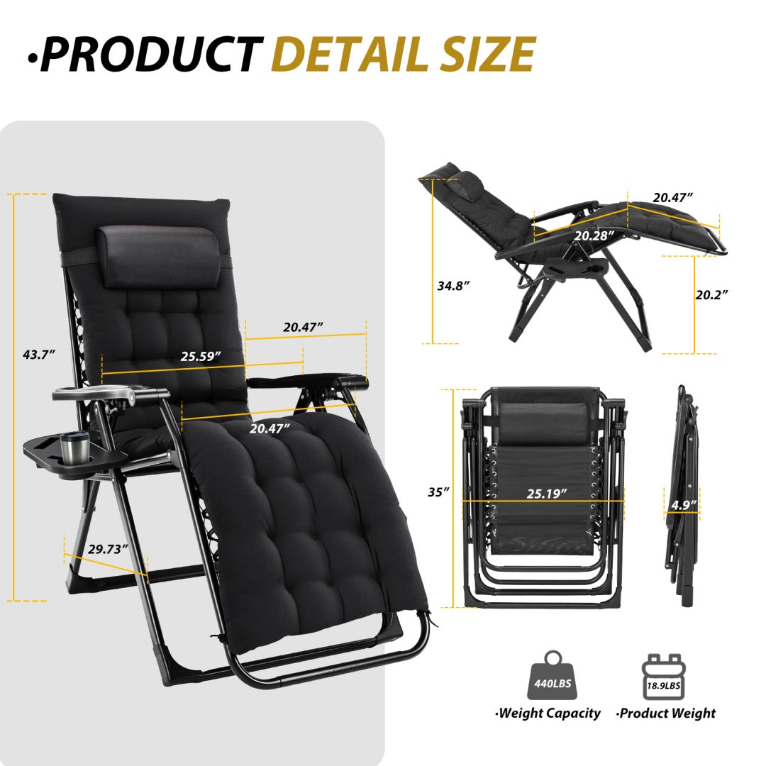 Zero Gravity Reclining Chair With Cup Holder And Cushion