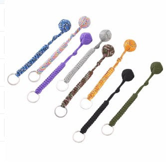 Outdoor Seven-Core Survival Rope Keychain With Steel Ball