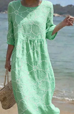 Women's Loose Fit Long-Sleeve Printed Fashion Dress