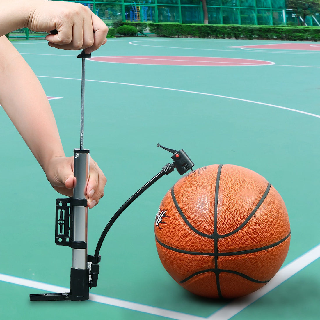Portable Mini Bike Tire Inflator With Mount Frame