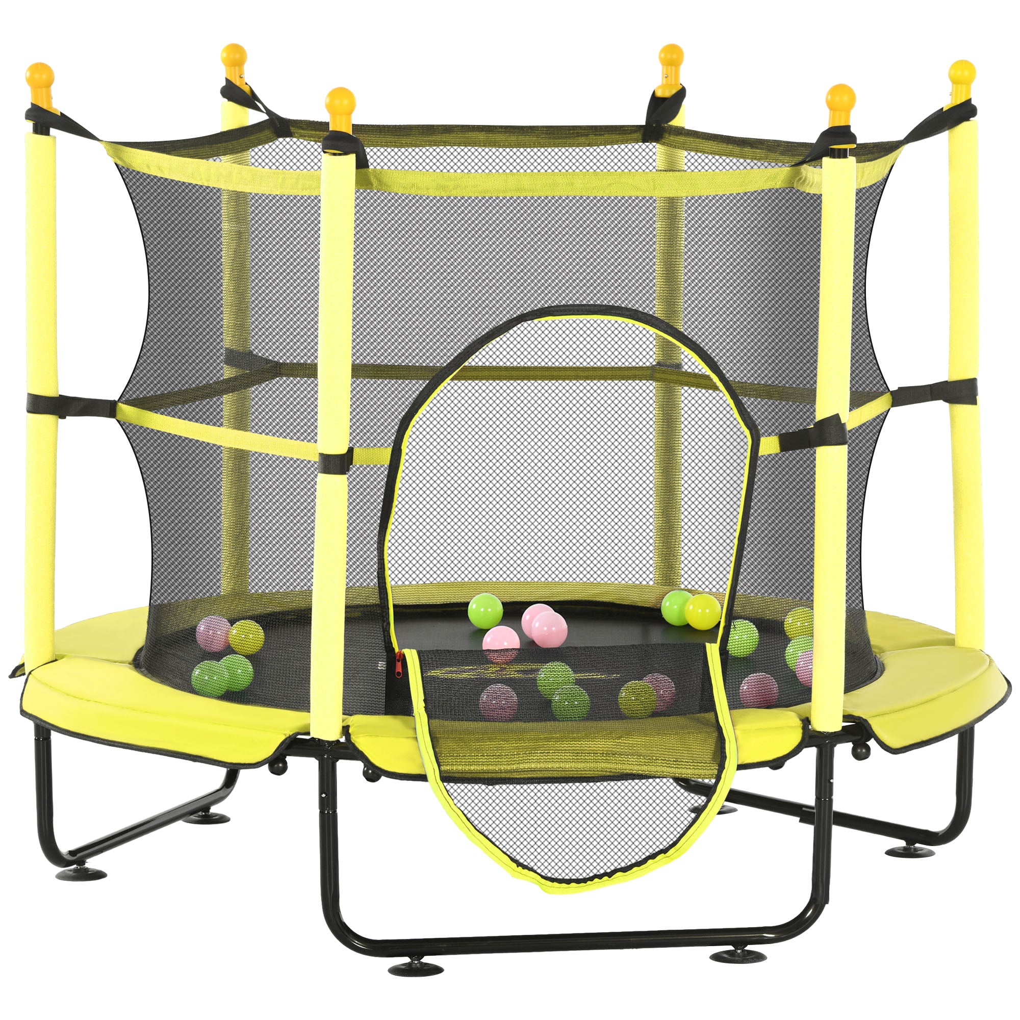 4.6ft Kids Trampoline With Safety Enclosure And Ball Pit