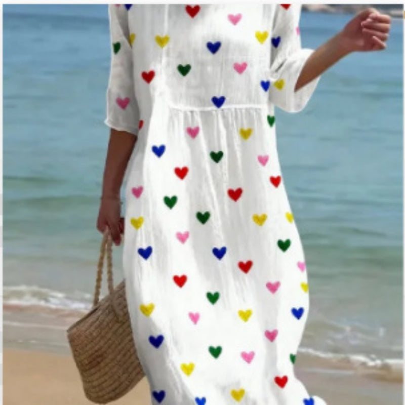 Women's Loose Fit Long-Sleeve Printed Fashion Dress