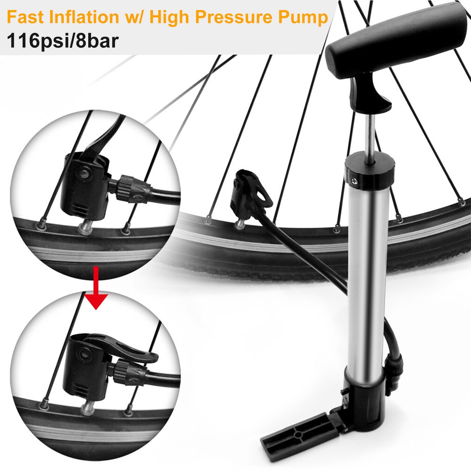 Portable Mini Bike Tire Inflator With Mount Frame