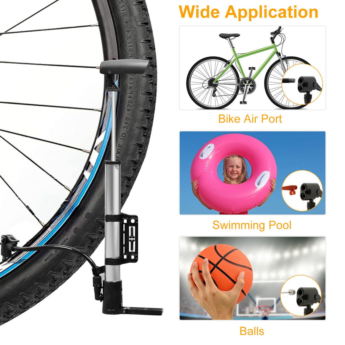 Portable Mini Bike Tire Inflator With Mount Frame