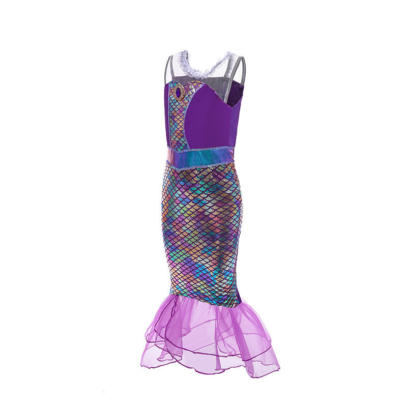 Mermaid Princess Sequined Tail Ball Gown Dress