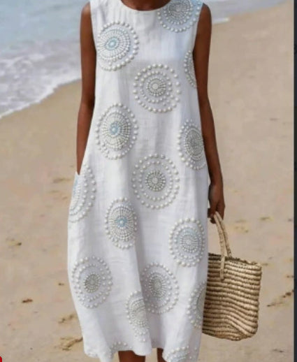 Printed Women's Long-Sleeve Round Neck Dress