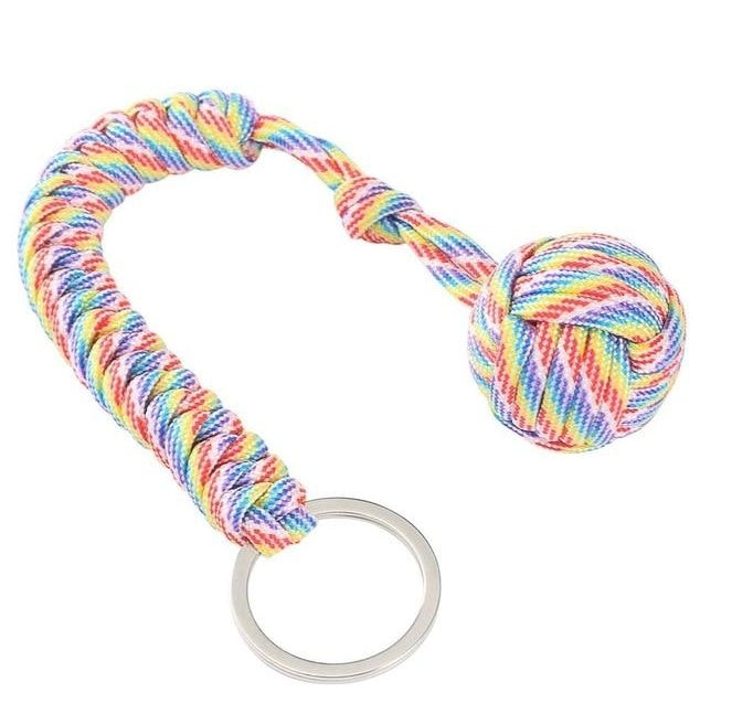 Outdoor Seven-Core Survival Rope Keychain With Steel Ball