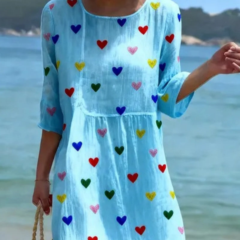 Women's Loose Fit Long-Sleeve Printed Fashion Dress