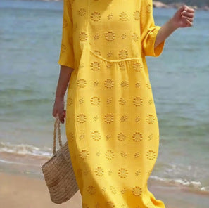 Printed Women's Long-Sleeve Round Neck Dress