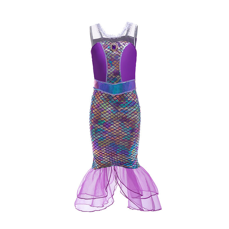 Mermaid Princess Sequined Tail Ball Gown Dress