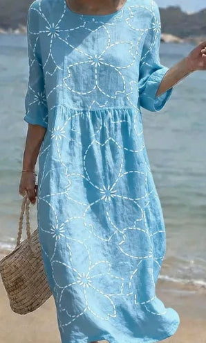 Women's Loose Fit Long-Sleeve Printed Fashion Dress
