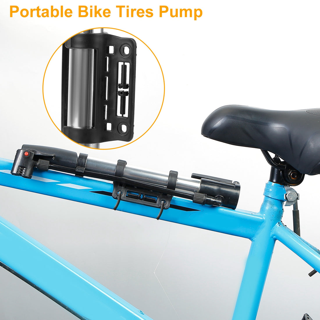 Portable Mini Bike Tire Inflator With Mount Frame
